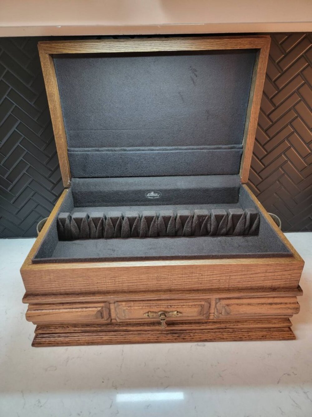 Vintage J.B. Hudson Co. Oak Silverware Chest